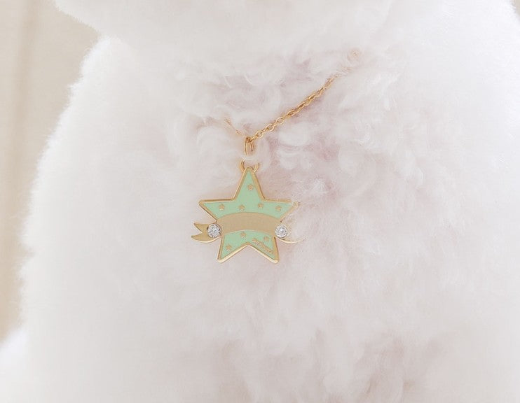 新品上架【梨花娘】💖韓國品牌 PETTISTA|ÉTOILE 星芒・施華洛世奇訂製寵物水晶項鍊(3色)含專屬客製刻字服務