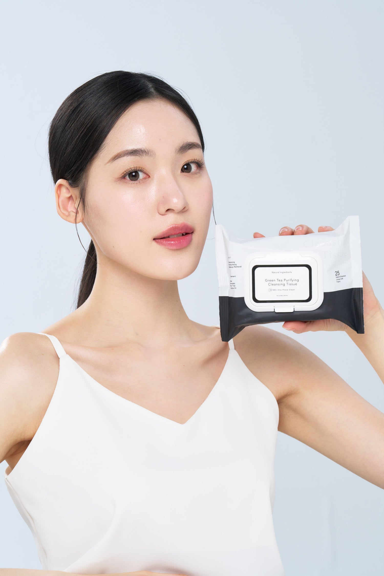 明洞請韓國女生親自感受採訪!!韓國KY 濟州島綠茶植粹保溼多酚卸妝巾(大張25抽)