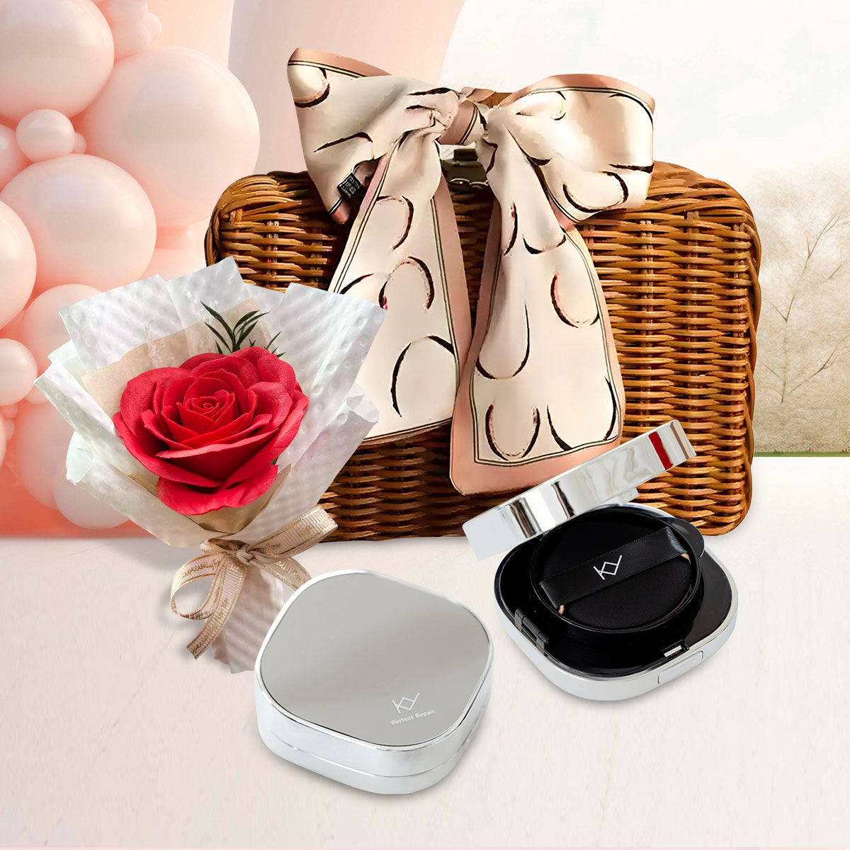 🎀籃不住對妳的愛玫瑰花束祝福手提藤籃韓國KY限定禮品組合,韓國最專業美妝部落客PONY推薦,女人我最大藝人推薦