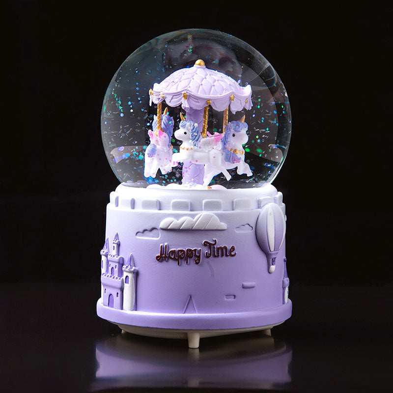 🆕新品上架【梨花瑪雅】💖夢幻自動飄雪水晶球七彩燈光音樂盒(3款)