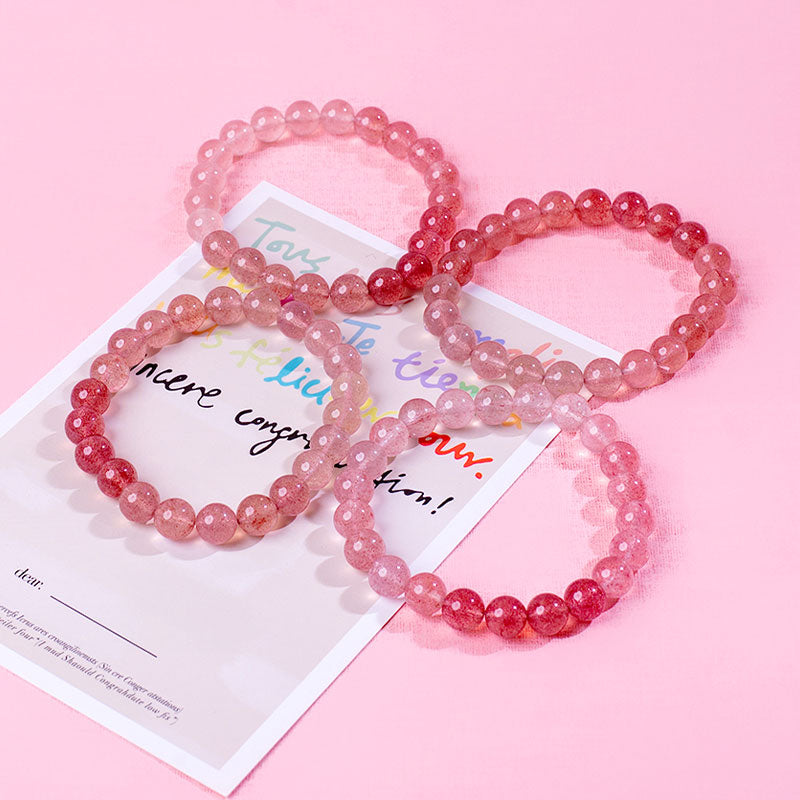 🆕新品上架【梨花瑪雅】💕新款滿滿粉紅能量漸層紅草莓晶串珠手鍊