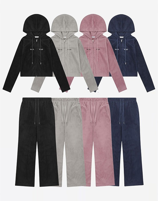 💖韓國 muahmuah 秋款新品💖刺繡LOGO天鵝絨休閒套裝(現貨+預購)