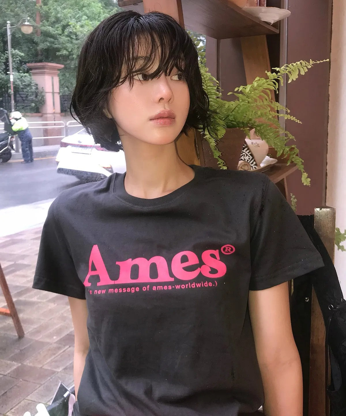 💜新品上架【梨花娘】韓系極簡字母Logo修身短T|Ames顯瘦氣質百搭上衣、情侶穿搭(S~L)10色