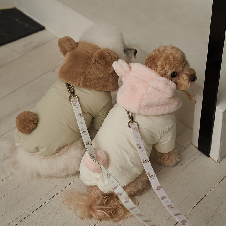 新品上架【梨花娘】🐾BAILEY 🐶秋冬新品 小熊連帽毛球防潑水鋪棉寵物外套(2色) 聖誕禮物