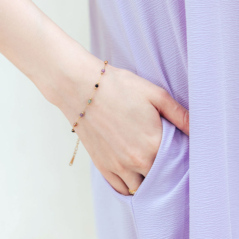 🆕新品上架【梨花瑪雅】💖實拍選品氣質925純銀鍍金天然石鈦鋼拼接隔珠手鍊及鎖骨練