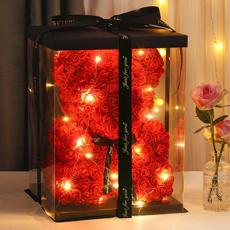 🆕新品上架【梨花瑪雅】💖高級感禮物紅色520玫瑰熊燈光禮盒