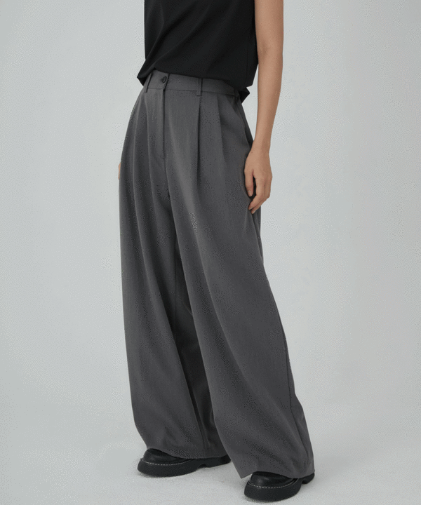 韓國 ACOVER 輕薄款細褶隱藏鬆緊帶 寬鬆褲  (現貨+預購)