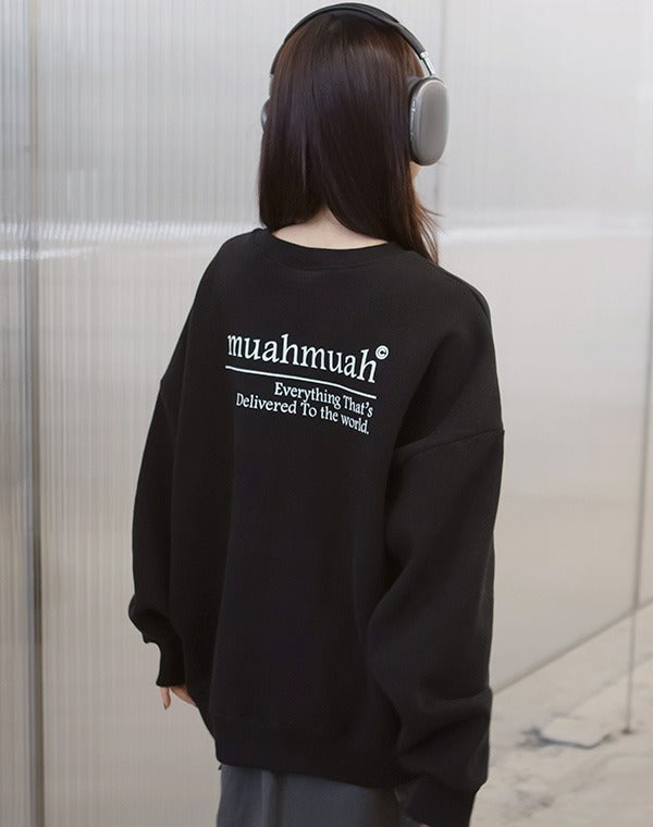 韓國 muahmuah 字母 LOGO 拉絨 基本款 棉質休閒長袖衫  (現貨毛絨+預購)