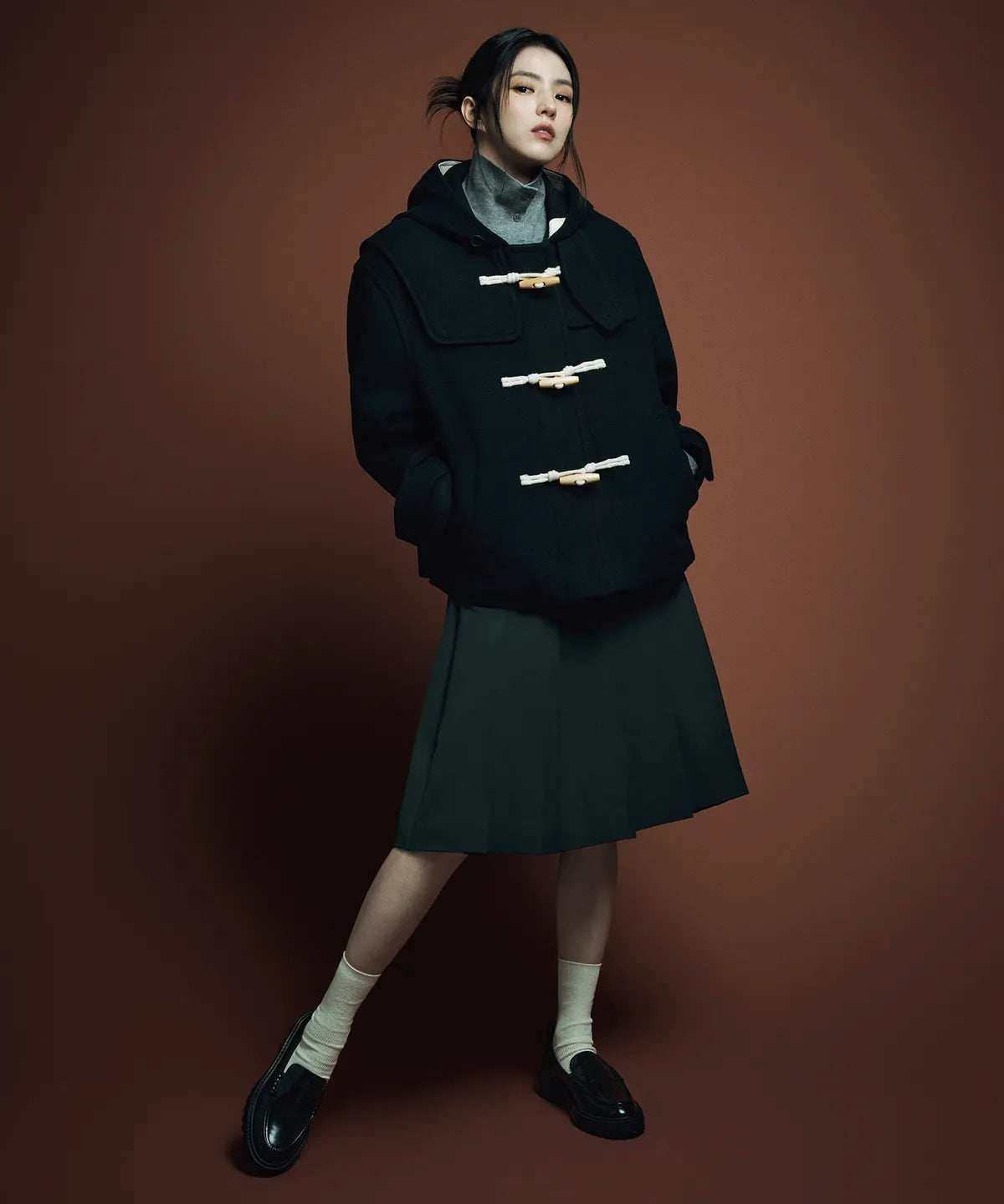 🆕新品上架💖【梨花娘】 韓國品牌무신사 韓韶禧代言熱賣款🔥經典羊毛牛角釦連帽外套(3色)🏆韓國連線