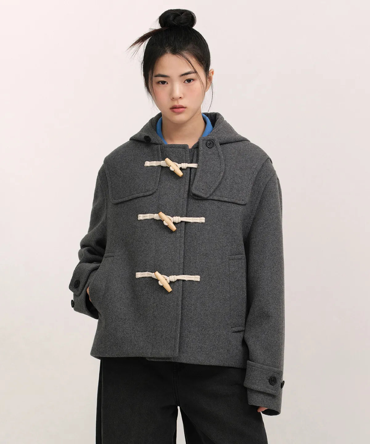 🆕新品上架💖【梨花娘】 韓國品牌무신사 韓韶禧代言熱賣款🔥經典羊毛牛角釦連帽外套(3色)🏆韓國連線