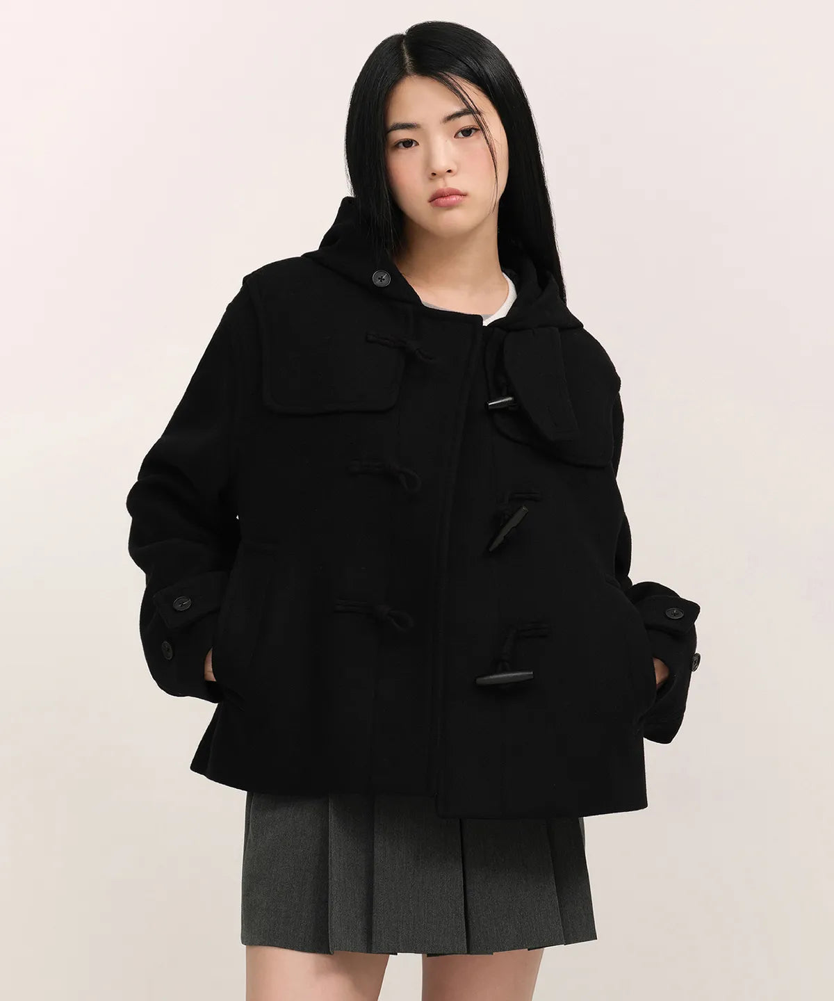 🆕新品上架💖【梨花娘】 韓國品牌무신사 韓韶禧代言熱賣款🔥經典羊毛牛角釦連帽外套(3色)🏆韓國連線