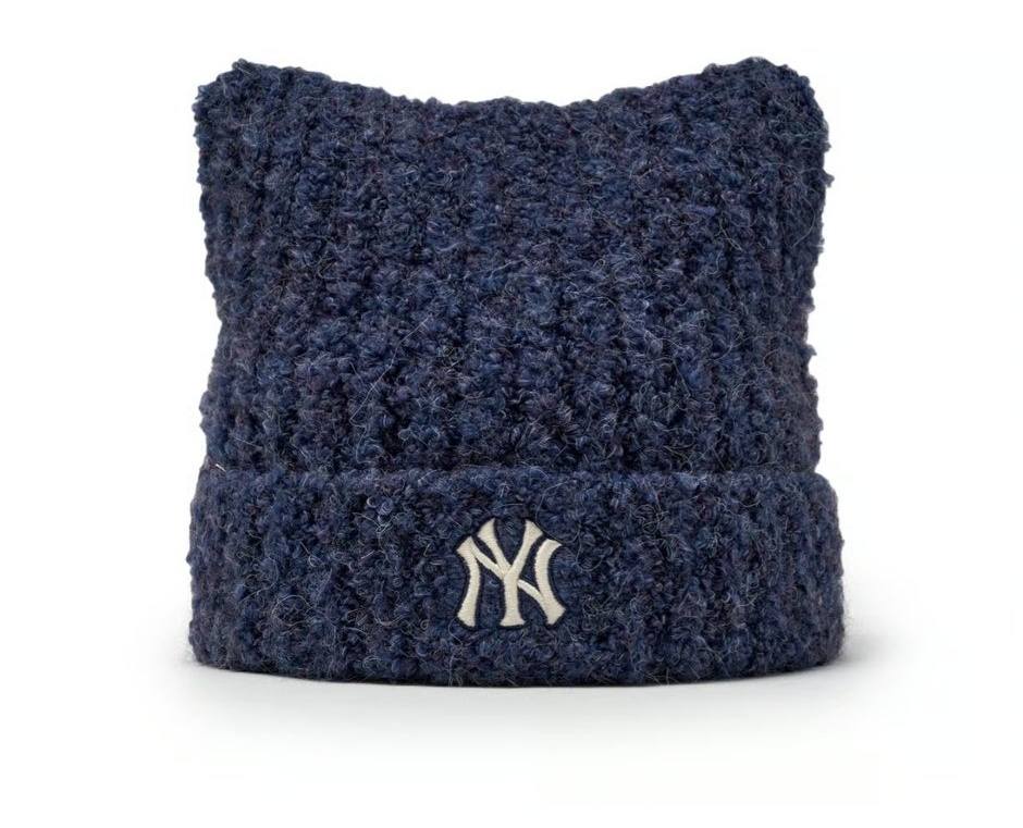 🔥新品上架 【梨花娘】💖韓國爆紅大缺貨!!MLB正版限量柔軟洋基貓耳保暖毛線帽(5色)韓國連線