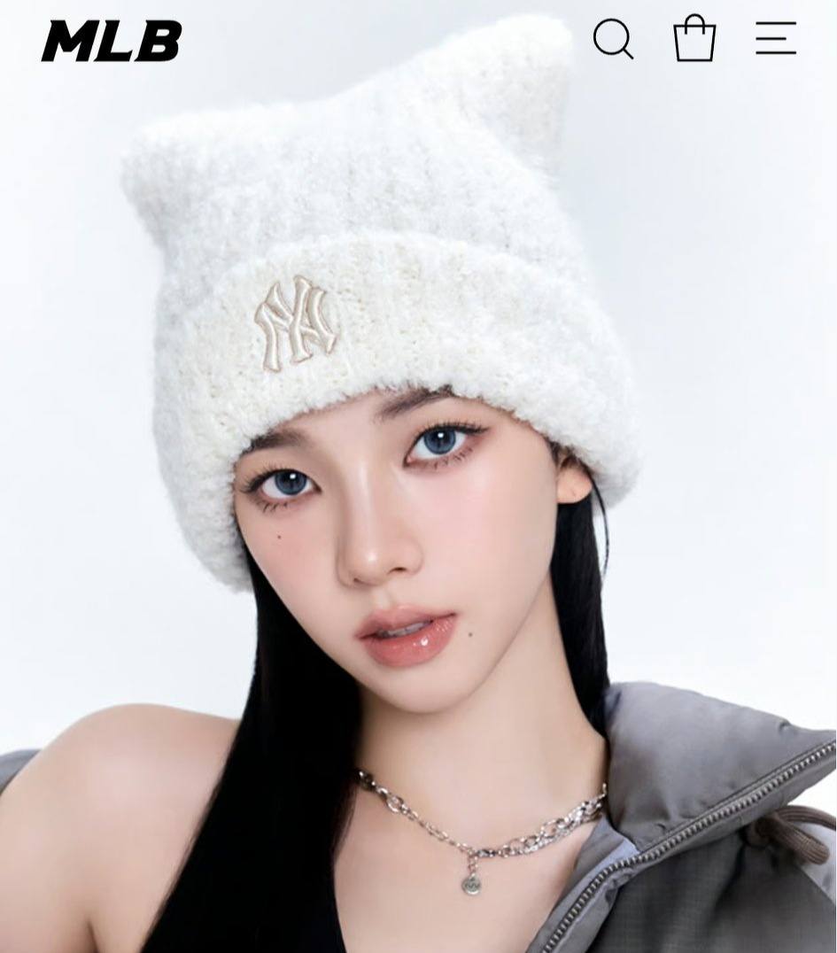 🔥新品上架 【梨花娘】💖韓國爆紅大缺貨!!正版限量柔軟洋基貓耳保暖毛線帽(5色)預購