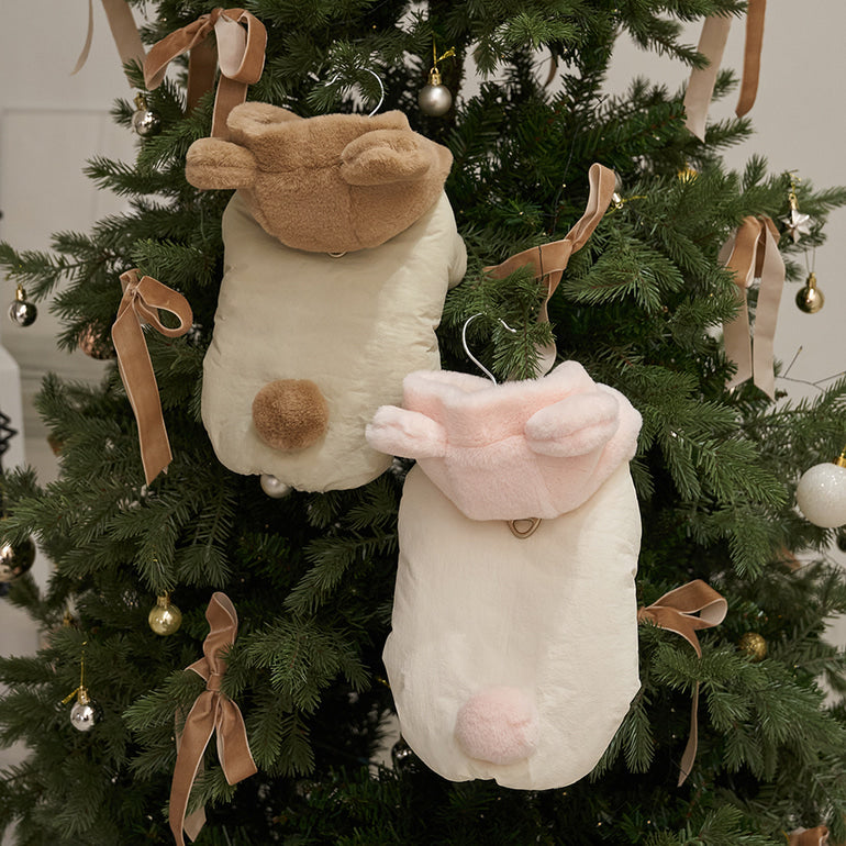 新品上架【梨花娘】🐾BAILEY 🐶秋冬新品 小熊連帽毛球防潑水鋪棉寵物外套(2色) 寵愛禮物