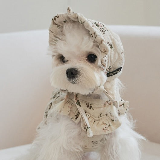 韓國新品上架【梨花娘】🐾BAILEY 🐶秋冬新品 可愛親膚法式花園浪漫小碎花寵物帽(2色)