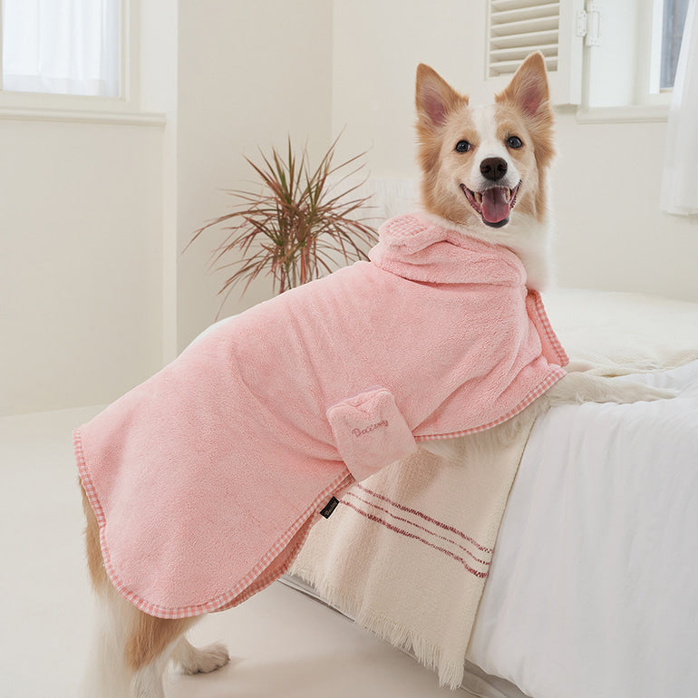 韓國新品上架【梨花娘】🐾BAILEY 🐶秋冬新品 貓犬寵物耳朵造型專用吸水力強寵物浴巾(3色)