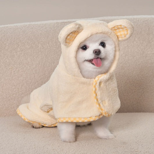 韓國新品上架【梨花娘】🐾BAILEY 🐶秋冬新品 貓犬寵物耳朵造型專用吸水力強寵物浴巾(3色)