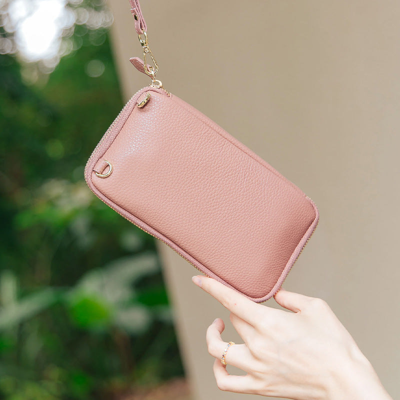 💖新品上架【梨花瑪雅】實拍選品荔枝紋真皮新款手機長皮夾手提斜背包