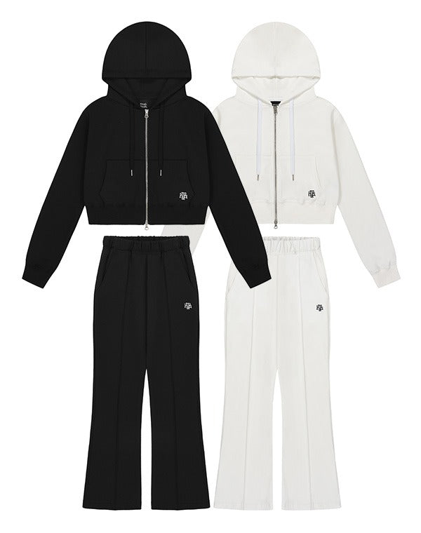 韓國 muahmuah  {SET} 修身款版型 帽子拉鍊外套褲子 套裝  (現貨+預購)