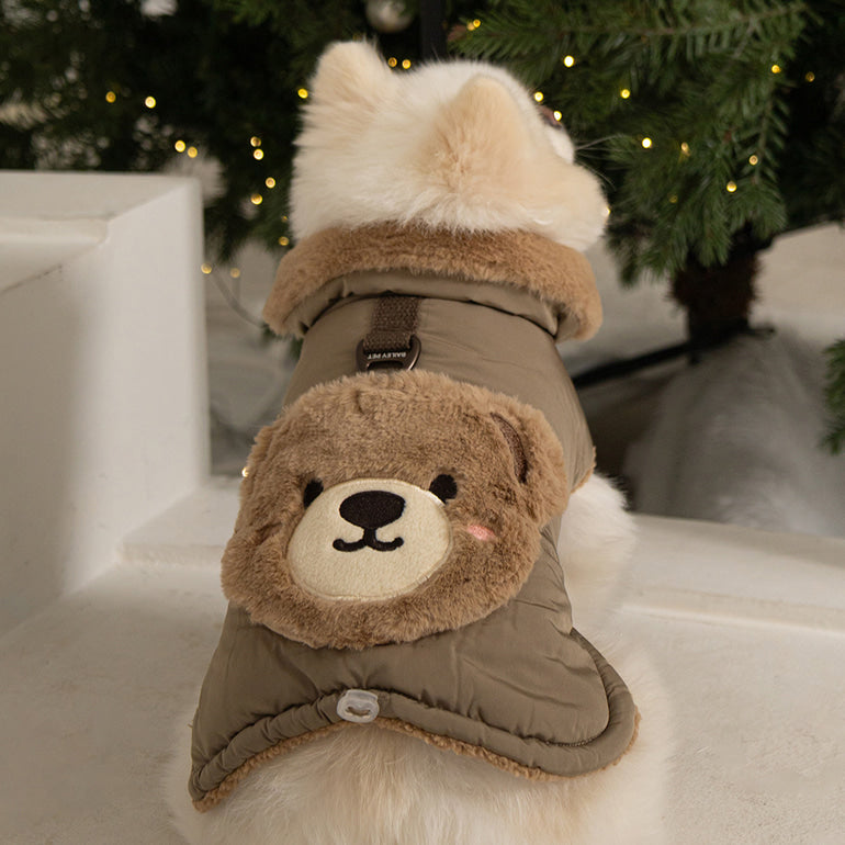 🔥新品上架【梨花娘】🐈⬛BAILEY 【梨花娘】泰迪熊口袋圖案防風鋪棉寵物服飾(4色) 寶貝禮物