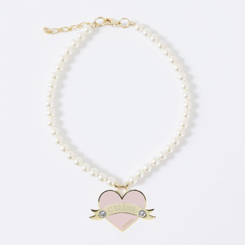 新品上架【梨花娘】💖韓國品牌 PETTISTA|In My Heart Swarovski 訂製珍珠寵物水晶項鍊(5色)含專屬客製刻字服務