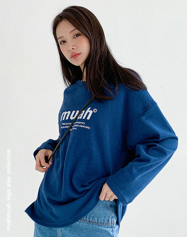 韓國 muahmuah 標準圖案 薄長袖T恤  (現貨)