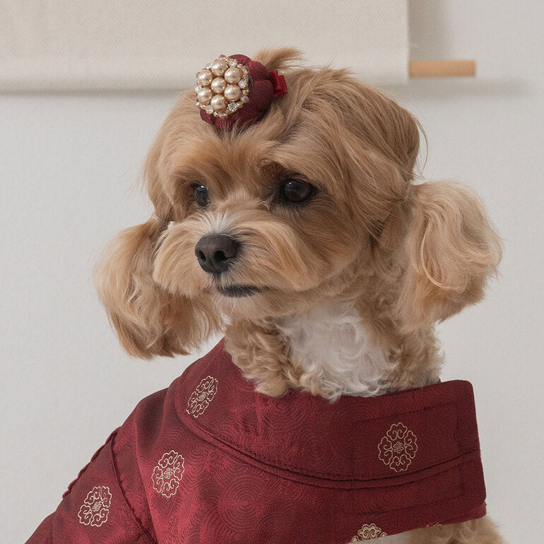 韓國新品上架【梨花娘】🐾BAILEY 🐶韓系華麗宮庭風珍珠流蘇寵物髮夾(9色)