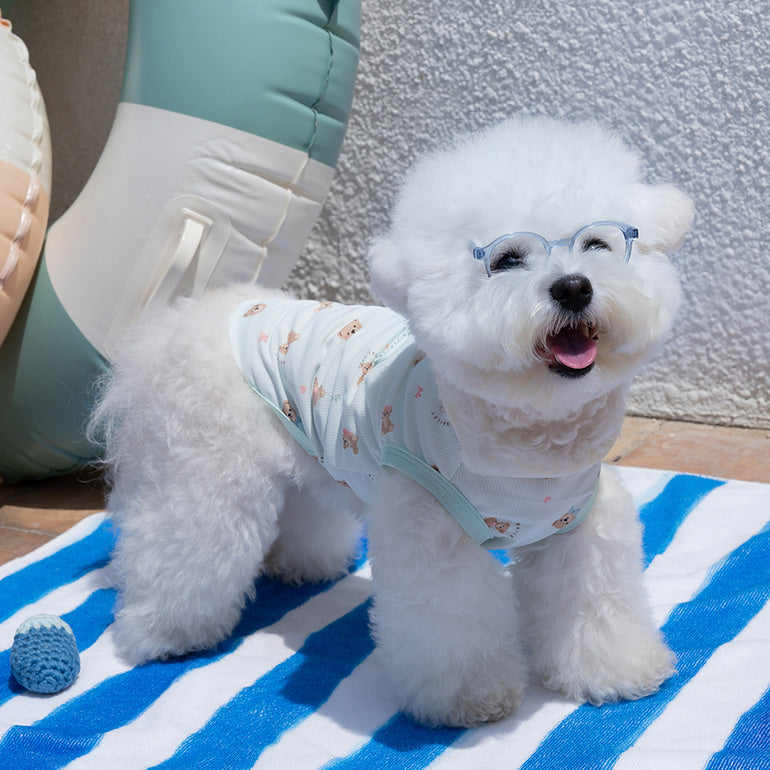 韓國BAILEY💖【梨花娘】夏日必備遠離菌菌輕薄快乾透氣水陸兩用滿版小熊寵物衣(帽子可另購3色)