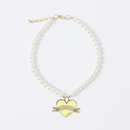 新品上架【梨花娘】💖韓國品牌 PETTISTA|In My Heart Swarovski 訂製珍珠寵物水晶項鍊(5色)含專屬客製刻字服務