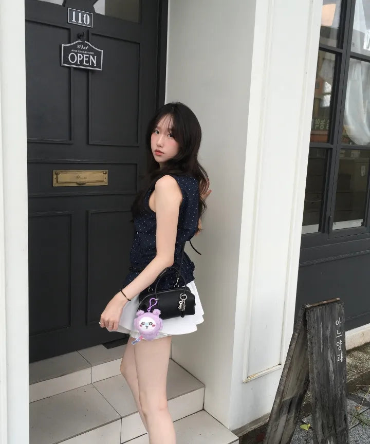🆕新品上架💖【梨花娘】韓國品牌THE GREEN LAB 法式點點荷葉邊層次上衣+同款小包(2色)