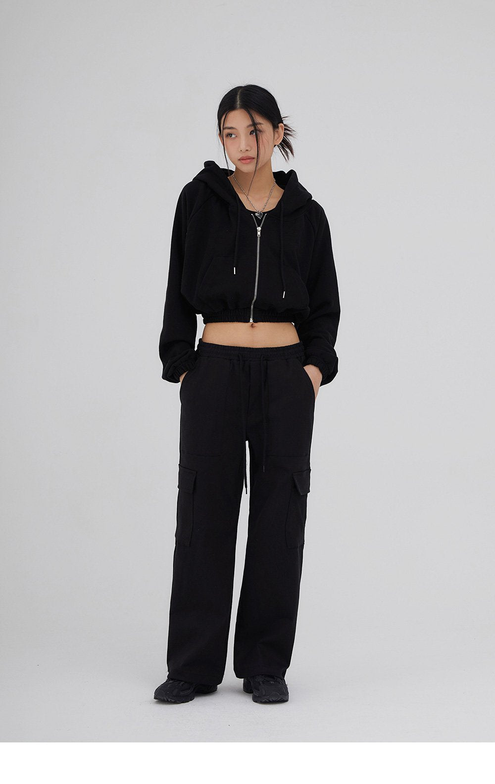 韓國 ACOVER 寬鬆版 大口袋鬆緊帶褲子 {男女可穿}  (現貨+預購)