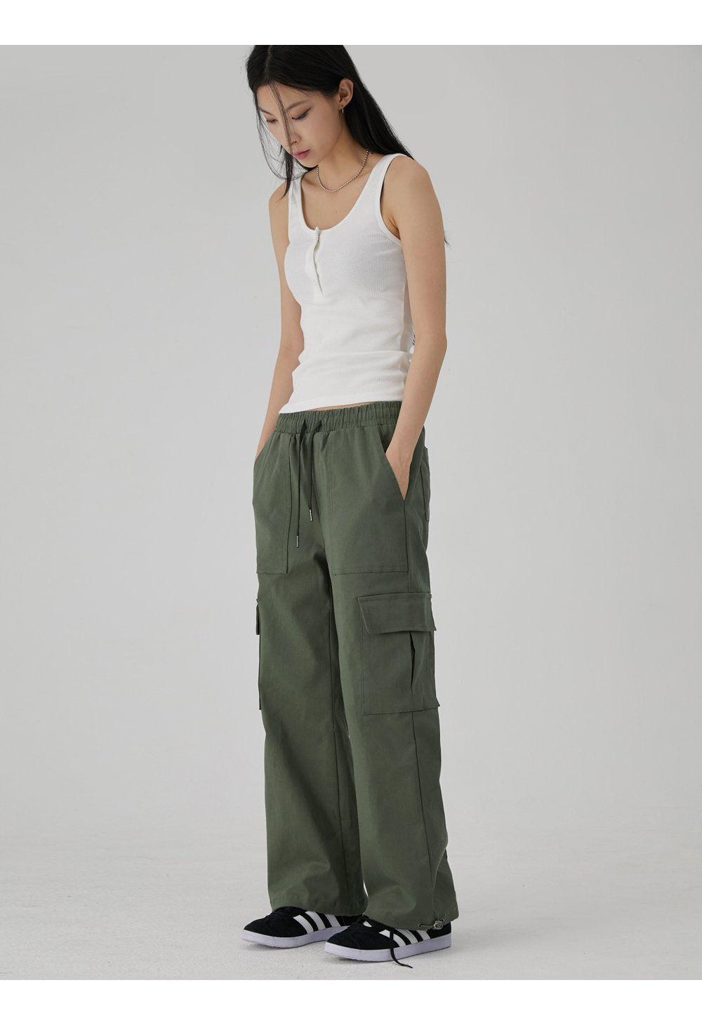 韓國 ACOVER 寬鬆版 大口袋鬆緊帶褲子 {男女可穿}  (現貨+預購)