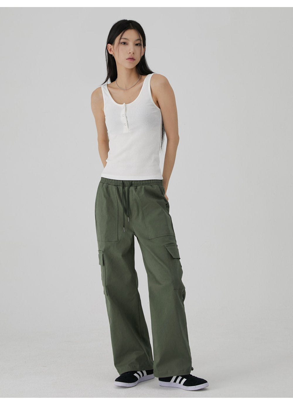 韓國 ACOVER 寬鬆版 大口袋鬆緊帶褲子 {男女可穿}  (現貨+預購)