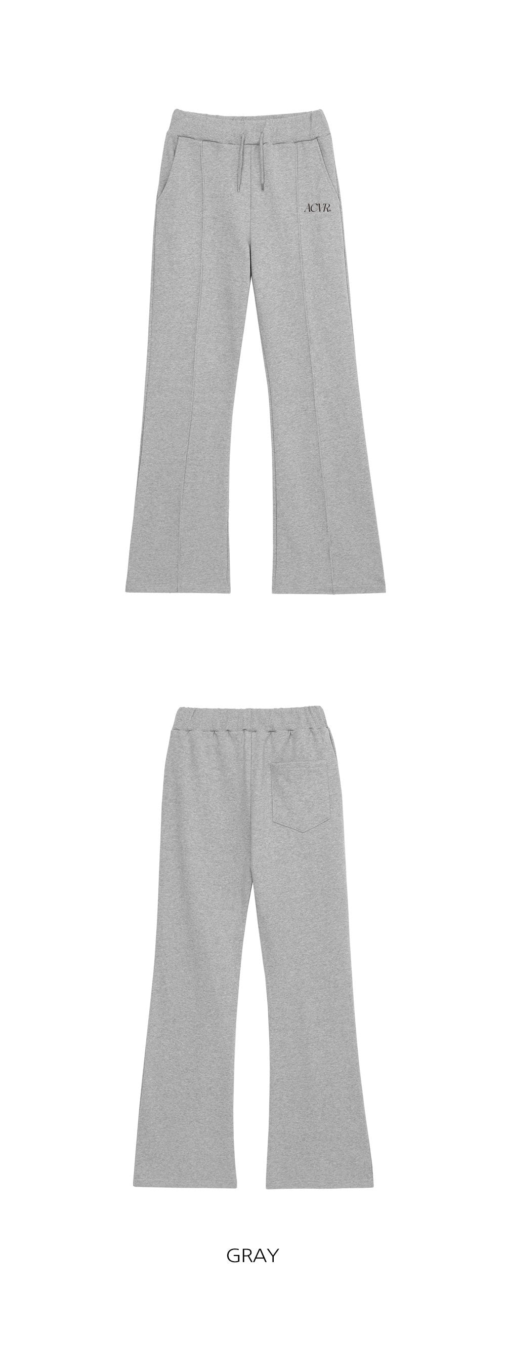 韓國 ACOVER {ACVR} LOGO棉質前襟線條 修身半喇叭型鬆緊帶褲子 (現貨+預購)