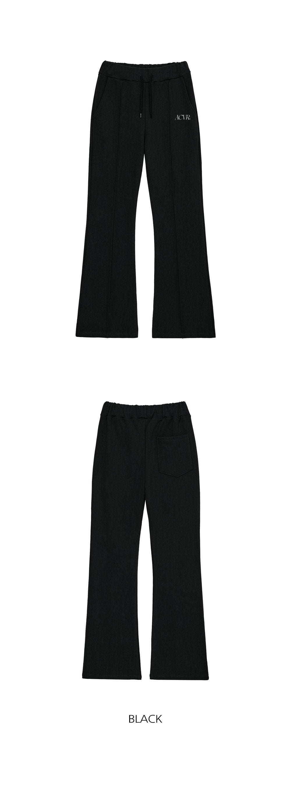 韓國 ACOVER {ACVR} LOGO棉質前襟線條 修身半喇叭型鬆緊帶褲子 (現貨+預購)