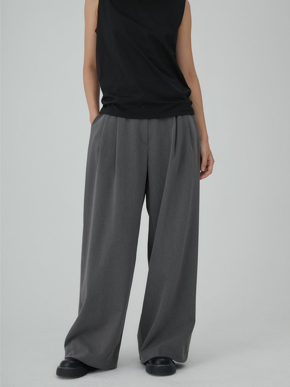 韓國 ACOVER 輕薄款細褶隱藏鬆緊帶 寬鬆褲  (現貨+預購)