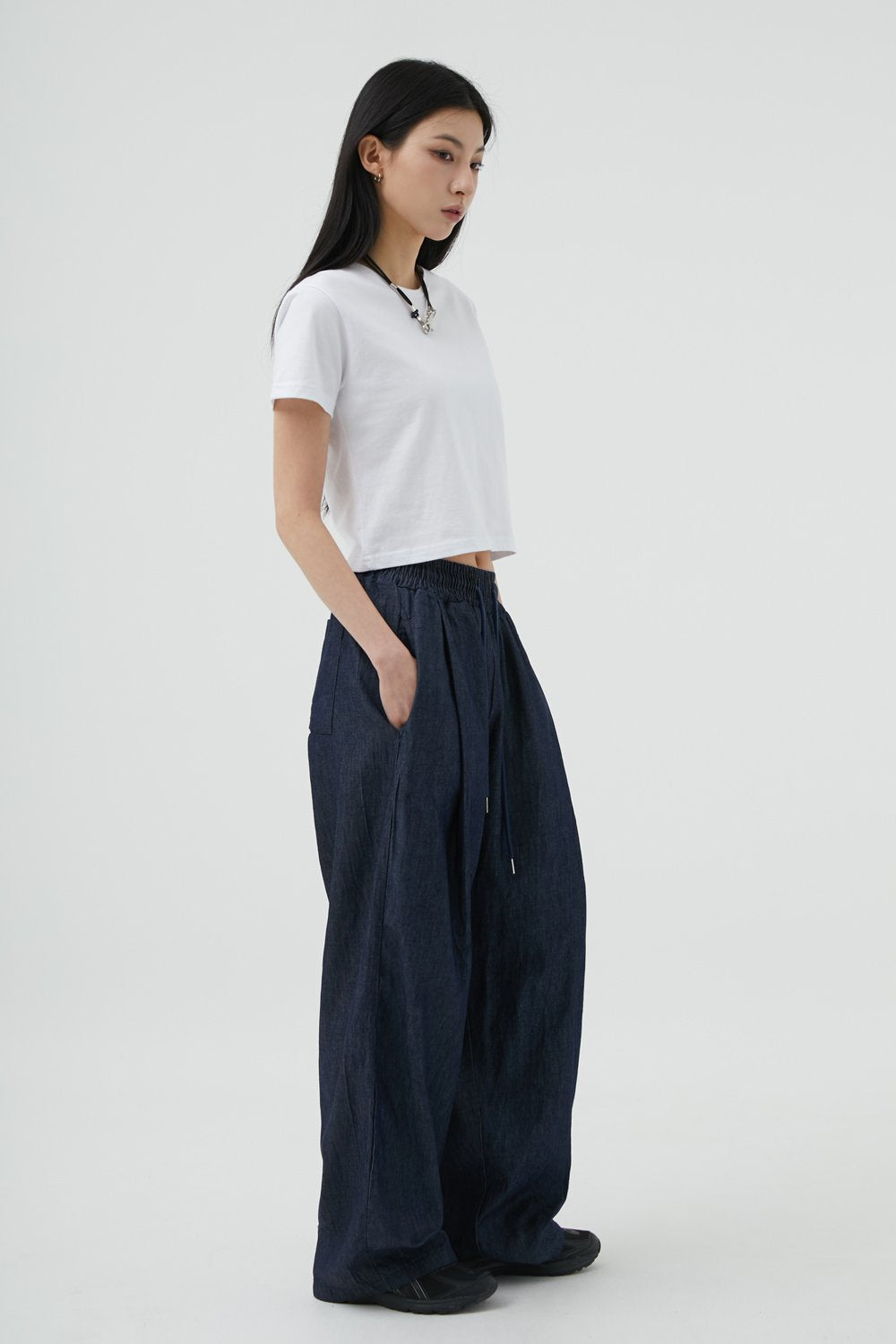 韓國 ACOVER  舒適的棉質牛仔寬腿褲 (現貨+預購)