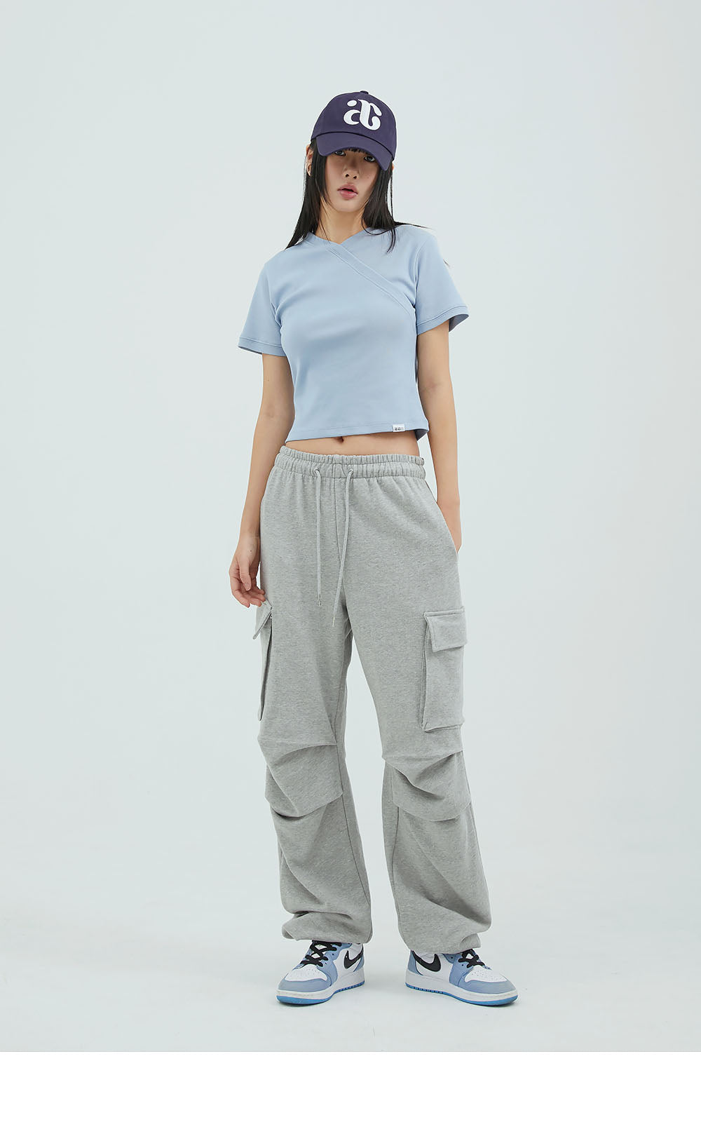 韓國 ACOVER  寬鬆側口袋休閒棉長褲 (現貨+預購)