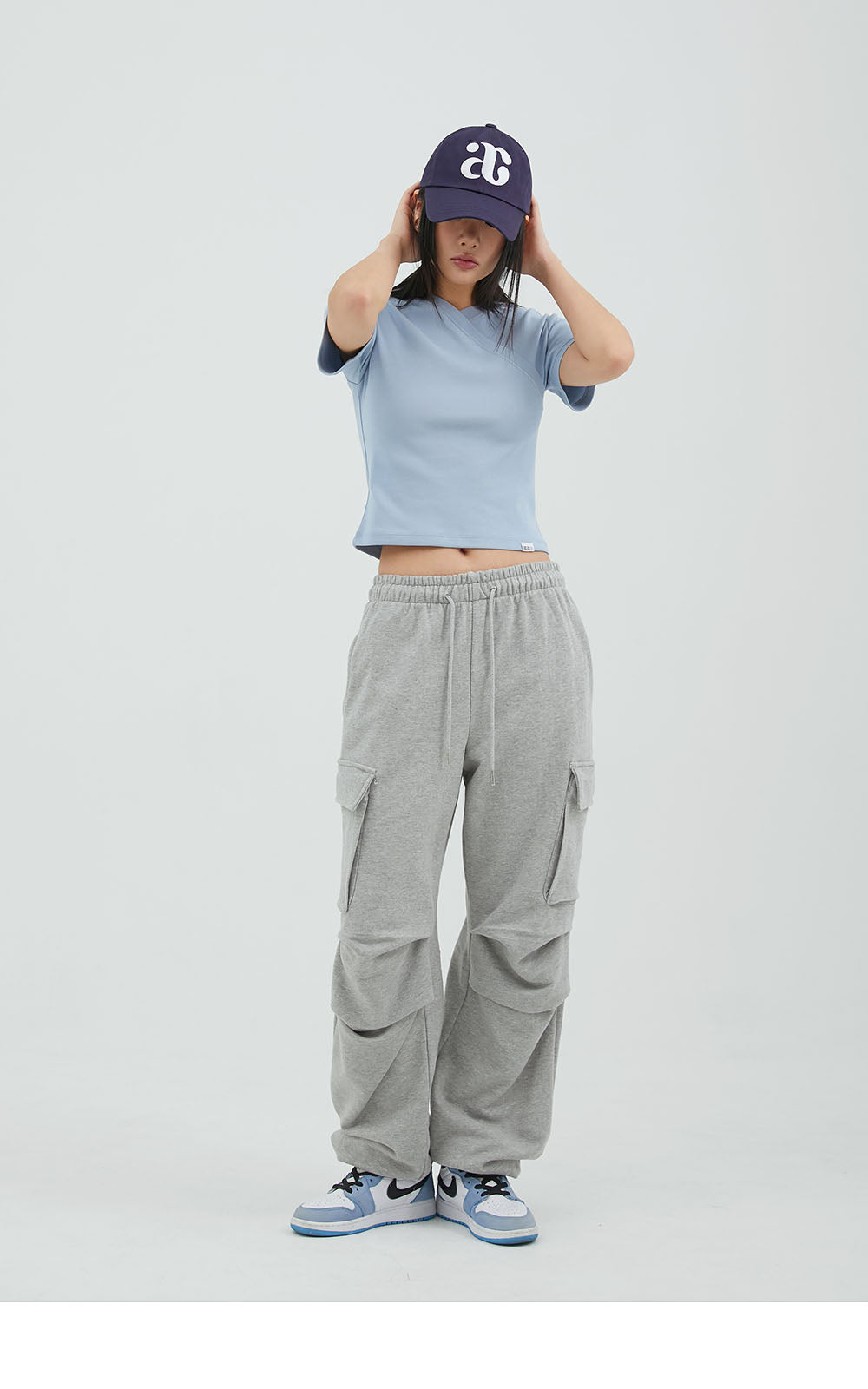 韓國 ACOVER  寬鬆側口袋休閒棉長褲 (現貨+預購)