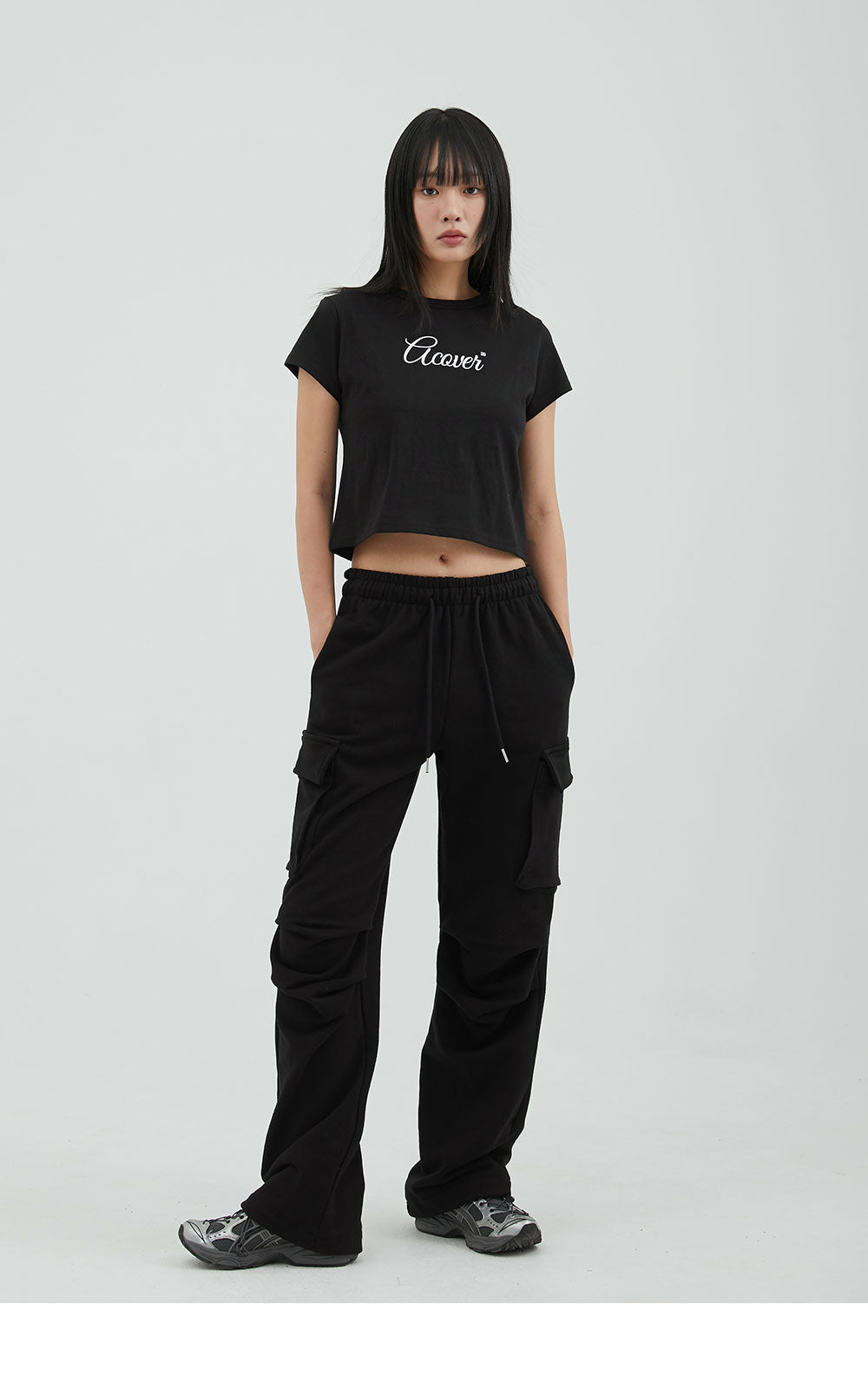 韓國 ACOVER  寬鬆側口袋休閒棉長褲 (現貨+預購)