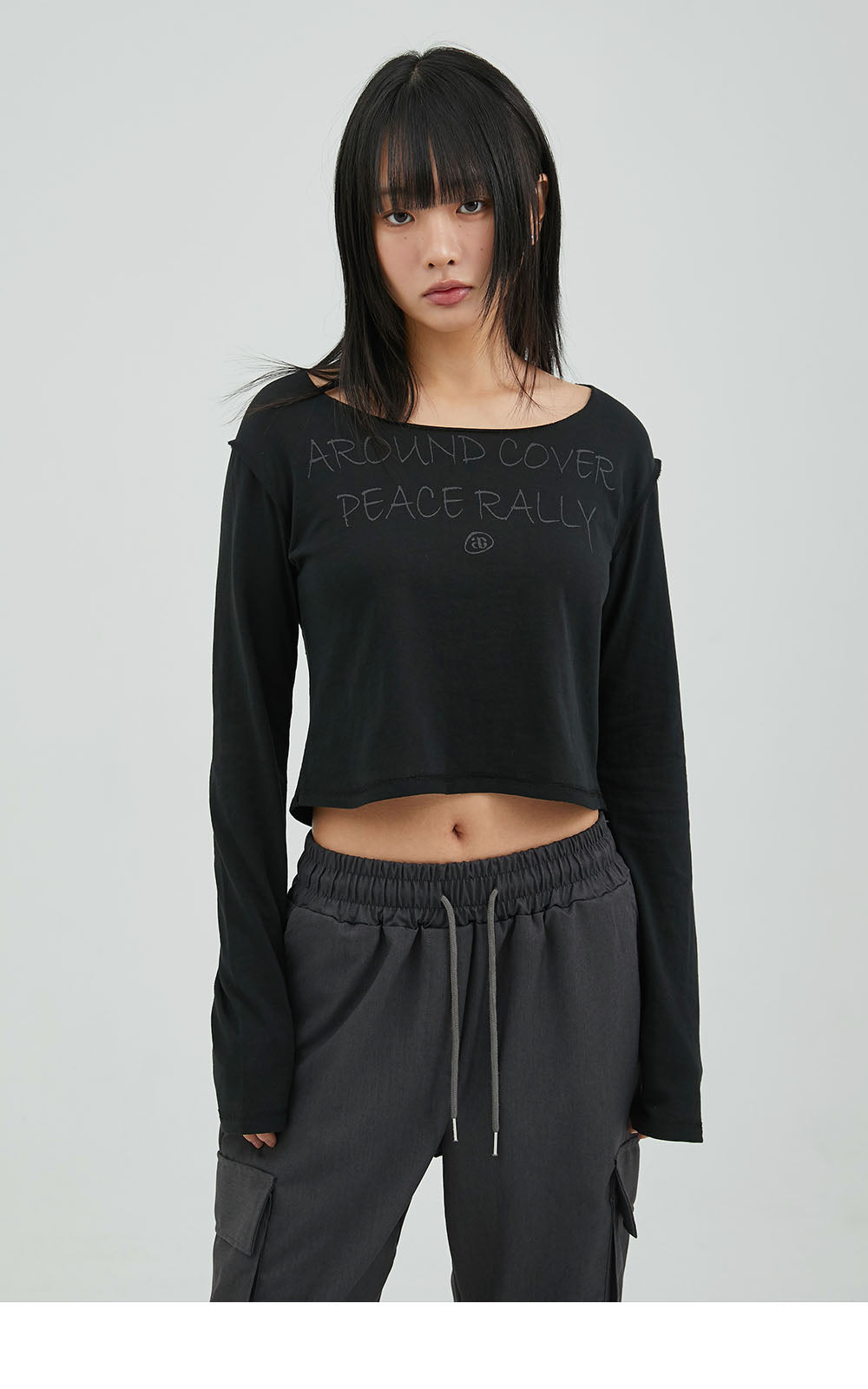 韓國 ACOVER  寬鬆墜感工裝腰綁繩休閒褲 (現貨+預購)