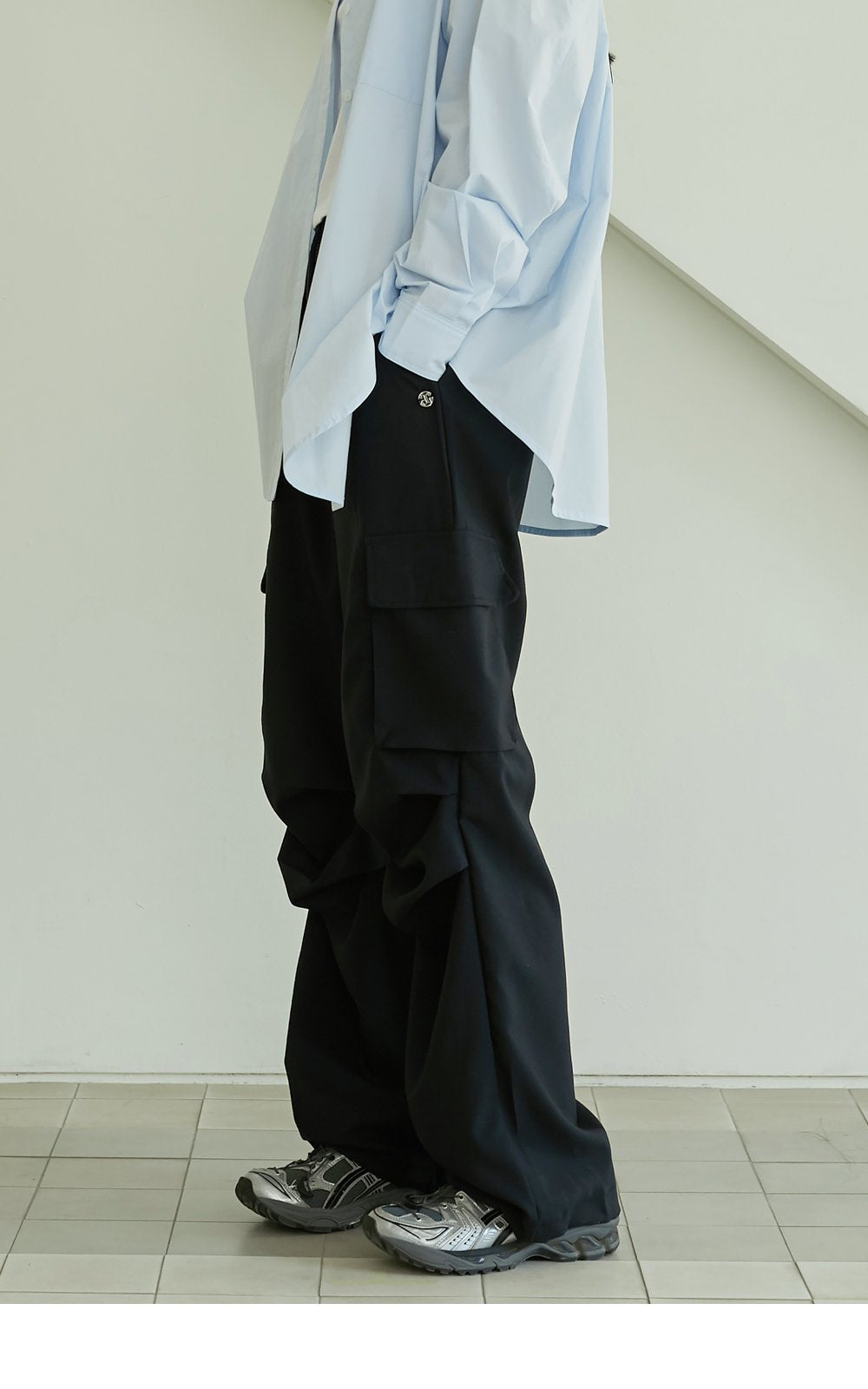 韓國 ACOVER  寬鬆墜感工裝腰綁繩休閒褲 (現貨+預購)