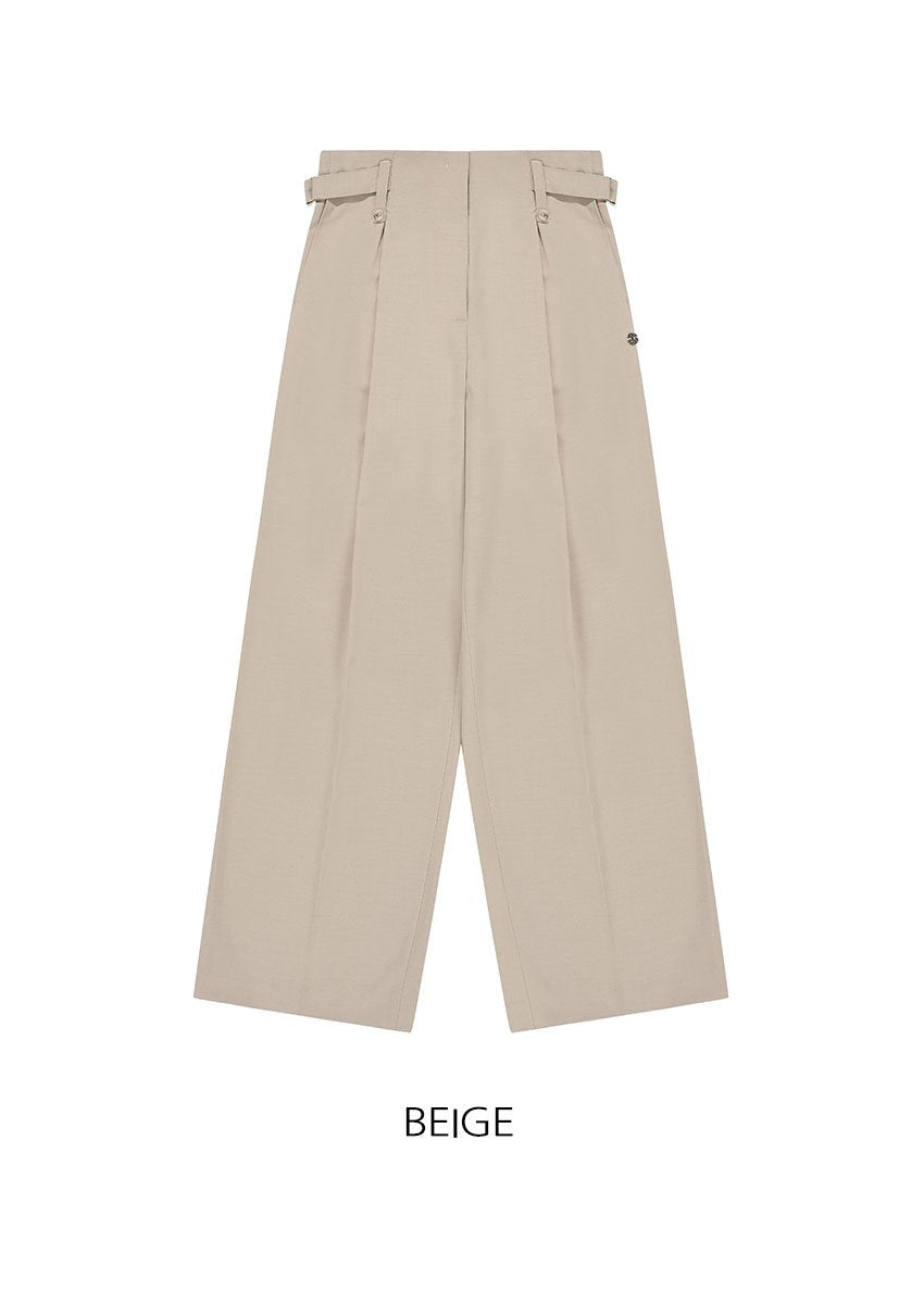 韓國 ACOVER  寬版側縫摺西裝長褲 (現貨+預購)