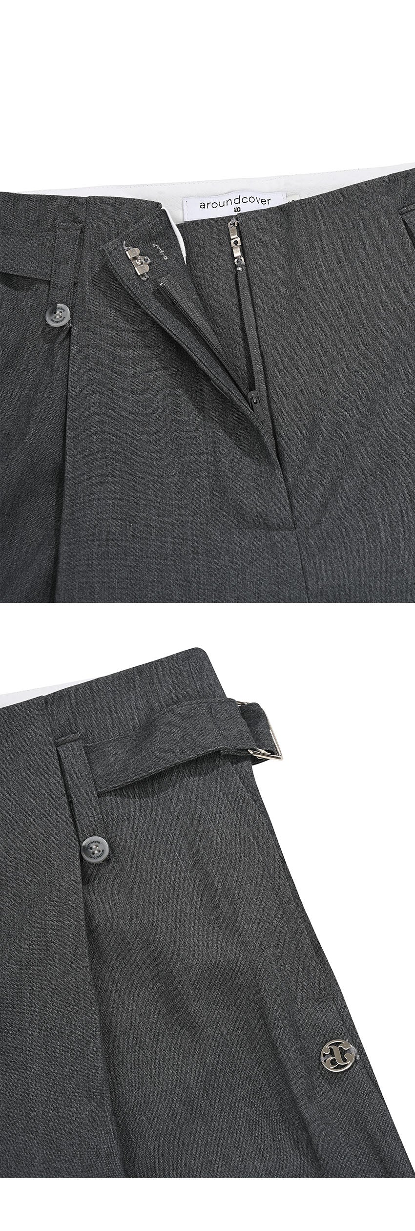 韓國 ACOVER  寬版側縫摺西裝長褲 (現貨+預購)