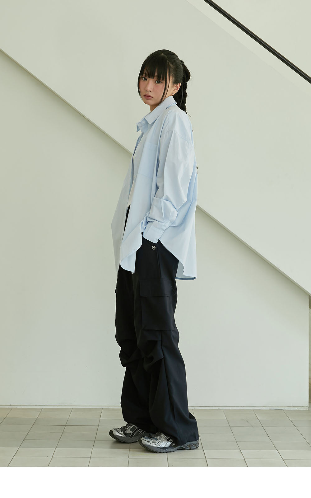 韓國 ACOVER  寬鬆墜感工裝腰綁繩休閒褲 (現貨+預購)