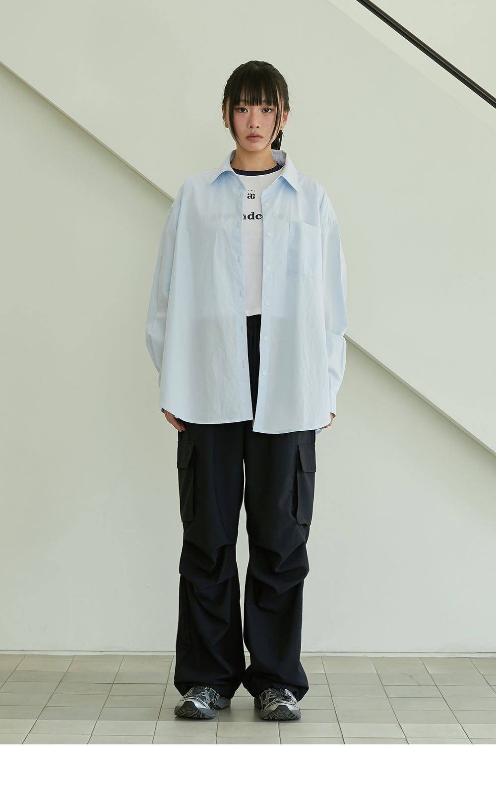 韓國 ACOVER  寬鬆墜感工裝腰綁繩休閒褲 (現貨+預購)