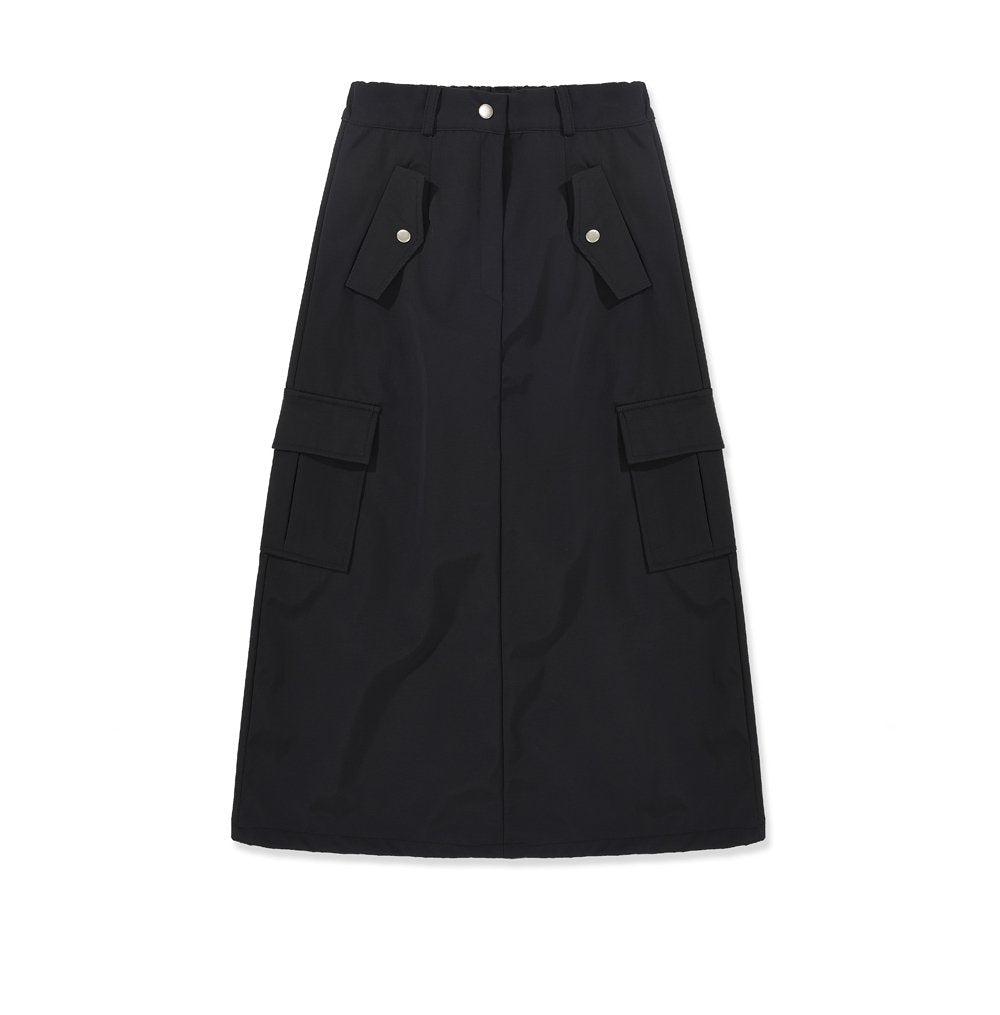 韓國 ACOVER 尼龍款 大口袋後開叉長裙 (現貨+預購)