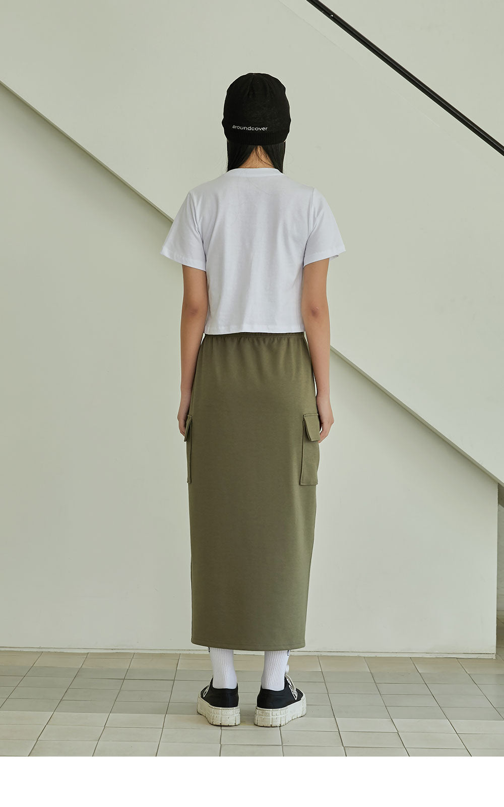 韓國 ACOVER  H型側口袋修身開叉棉裙 (現貨+預購)