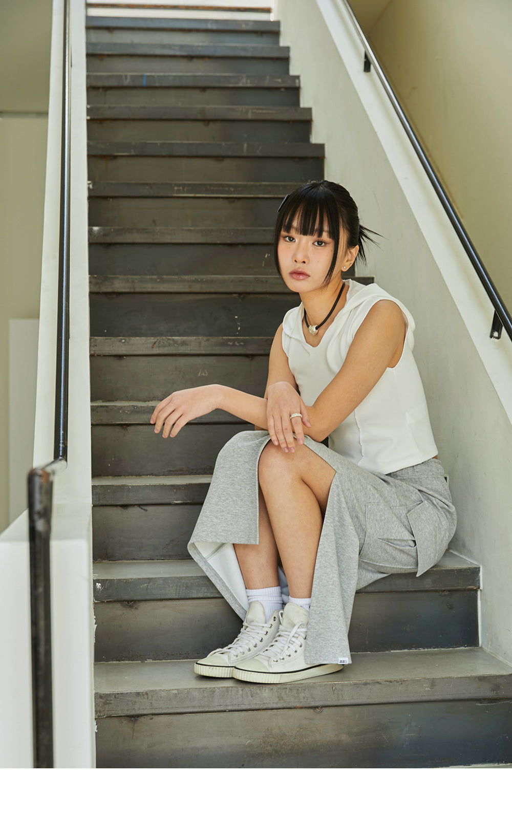 韓國 ACOVER  H型側口袋修身開叉棉裙 (現貨+預購)