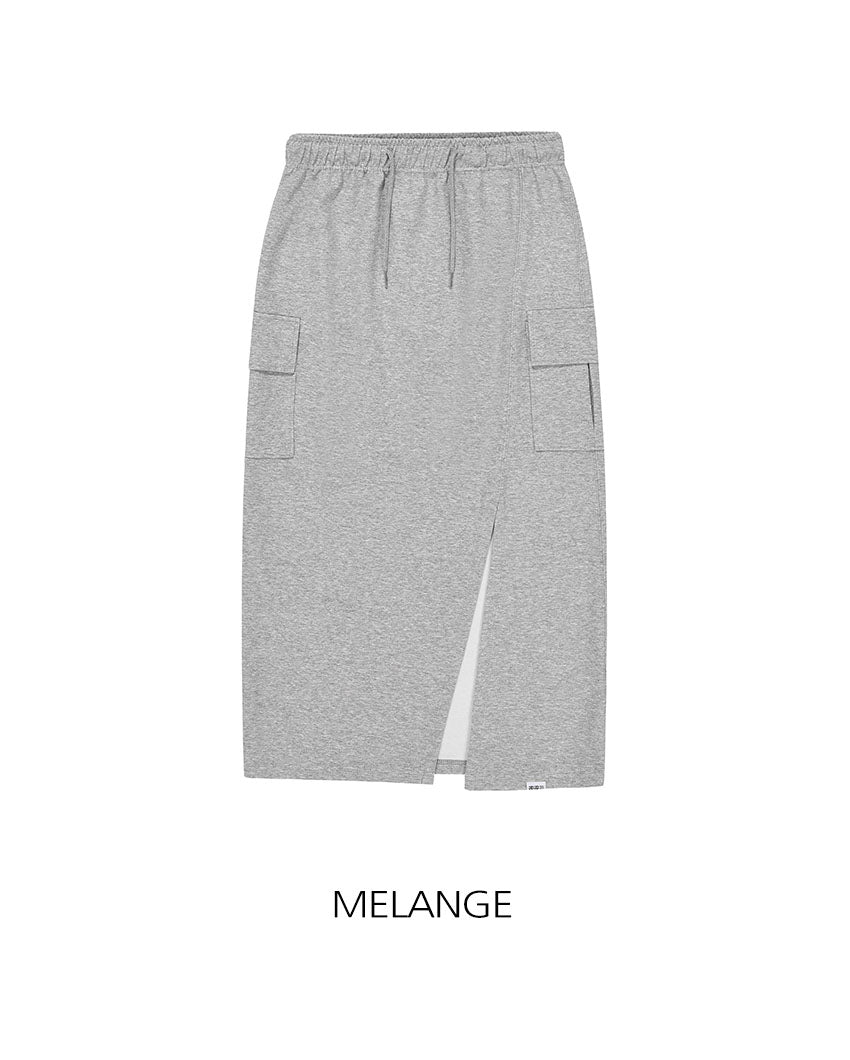 韓國 ACOVER  H型側口袋修身開叉棉裙 (現貨+預購)